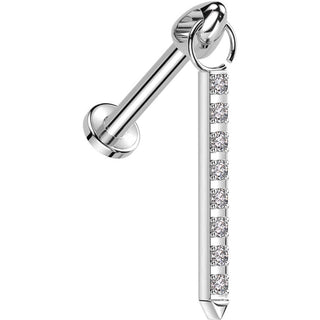 Titan Labret Anhänger Stab Zirkonia Innengewinde