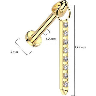Titan Labret Anhänger Stab Zirkonia Innengewinde