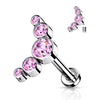 Titan Labret 5 Zirkonia Flach Silber Innengewinde