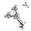 Titanium Labret Triangle Zirconia Flat Silver Internally Threaded
