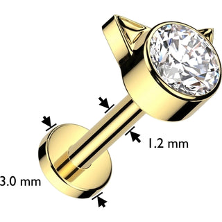 Titanium Labret cat zirconia Internally Threaded
