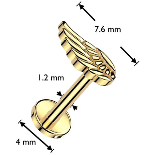Titanium Labret angel wing Internally Threaded