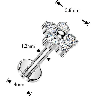 Titanium Labret 5 cubic zirconia flower Internally Threaded