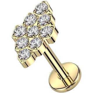 Titanium Labret Diamond shape Zirconia Internally Threaded