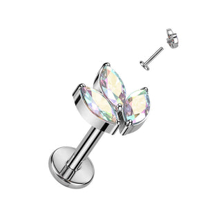 Titanium Labret Leaf Zirconia Internally Threaded