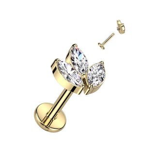 Titanium Labret Leaf Zirconia Internally Threaded