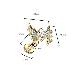 Titanium Labret Butterfly Zirconia Internally Threaded