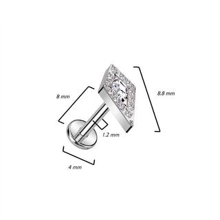 Titanium Labret Spear Zirconia Internally Threaded