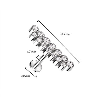 Titanium Labret Double Line Zirconia Internally Threaded