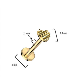 Titanium Labret Heart Internally Threaded