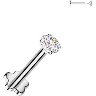 Titanium Labret zirconia flower base Internally Threaded