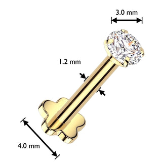 Titanium Labret zirconia flower base Internally Threaded