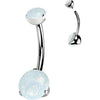 Titanium Belly Button Piercing Opal Dimple setting Internally Threaded