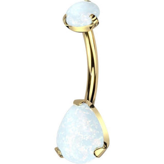 Titan Bauchnabelpiercing Tropfen Opal Krappenfassung Innengewinde
