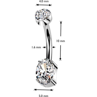 Titan Bauchnabelpiercing 2 Zirkonia Zargenfassung Innengewinde