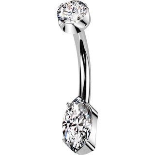 Titan Bauchnabelpiercing Runder Zirkonia Marquise Schliff Innengewinde