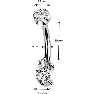 Titan Bauchnabelpiercing Runder Zirkonia Marquise Schliff Innengewinde