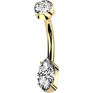 Titan Bauchnabelpiercing Runder Zirkonia Marquise Schliff Innengewinde