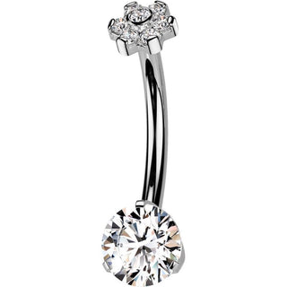 Titan Bauchnabelpiercing Blume Zirkonia Innengewinde