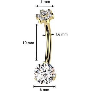 Titan Bauchnabelpiercing Blume Zirkonia Innengewinde