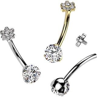 Titan Bauchnabelpiercing Blume Zirkonia Innengewinde