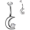 Titanium Belly Button Piercing quarter moon zirconia star Internally Threaded