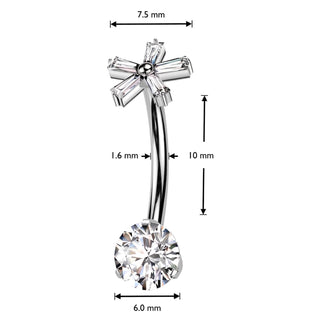 Titanium Belly Button Piercing flower zirconia Internally Threaded