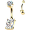 Titanium Belly Button Piercing rectangle zirconia Internally Threaded