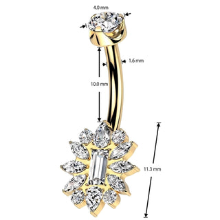 Titanium Belly Button Piercing sunflower zirconia Internally Threaded