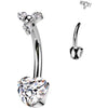 Titanium Belly Button Piercing heart zirconia Internally Threaded