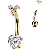 Titanium Belly Button Piercing heart zirconia Internally Threaded