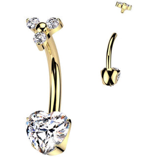 Titanium Belly Button Piercing heart zirconia Internally Threaded
