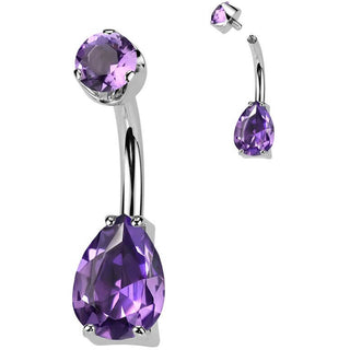 Titanium Belly Button Piercing teardrop natural gem stone Internally Threaded