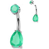 Titanium Belly Button Piercing teardrop natural gem stone Internally Threaded
