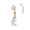 Titanium Belly Button Piercing teardrop natural gem stone Internally Threaded