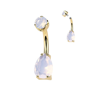 Titanium Belly Button Piercing teardrop natural gem stone Internally Threaded