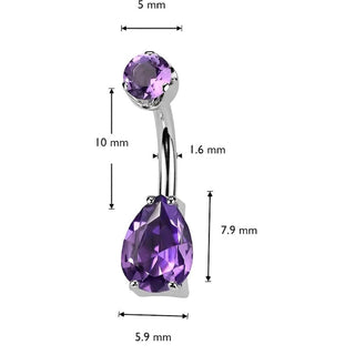 Titanium Belly Button Piercing teardrop natural gem stone Internally Threaded