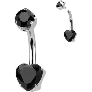 Titanium Belly Button Piercing heart natural gem stone Internally Threaded