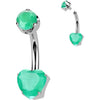 Titanium Belly Button Piercing heart natural gem stone Internally Threaded
