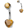 Titanium Belly Button Piercing heart natural gem stone Internally Threaded