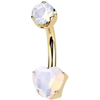 Titanium Belly Button Piercing heart natural gem stone Internally Threaded