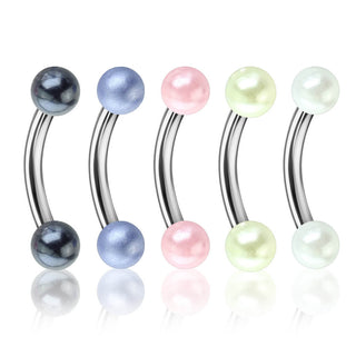 Eyebrow Piercing Pearlish coated, 5  pieces