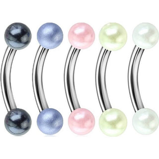 Eyebrow Piercing Pearlish coated, 5  pieces