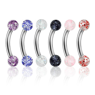 Eyebrow Piercing Acrylic Ultra Glitter Ball, 6  pieces