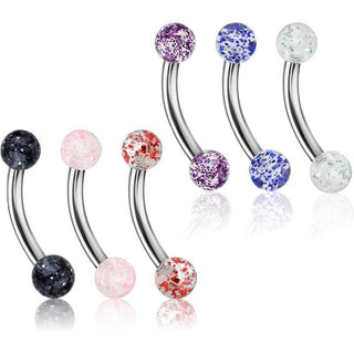 Eyebrow Piercing Acrylic Ultra Glitter Ball, 6  pieces