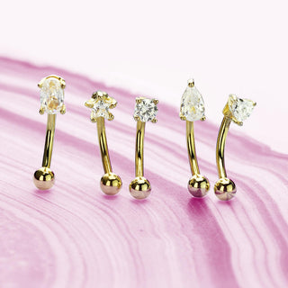 Eyebrow Piercing Silver Zirconia, 5  pieces