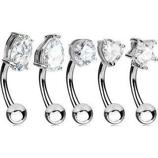 Eyebrow Piercing Silver Zirconia, 5  pieces