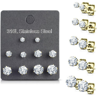 Zirconia Silver 5 pair, 5 s pairs