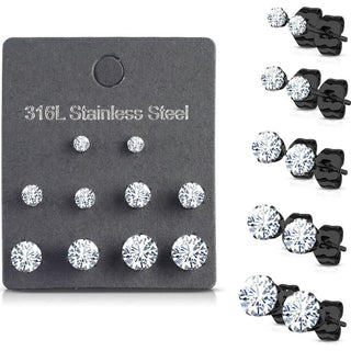 Zirconia Silver 5 pair, 5 s pairs