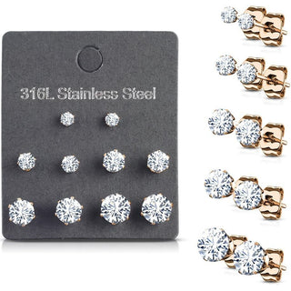 Zirconia Silver 5 pair, 5 s pairs